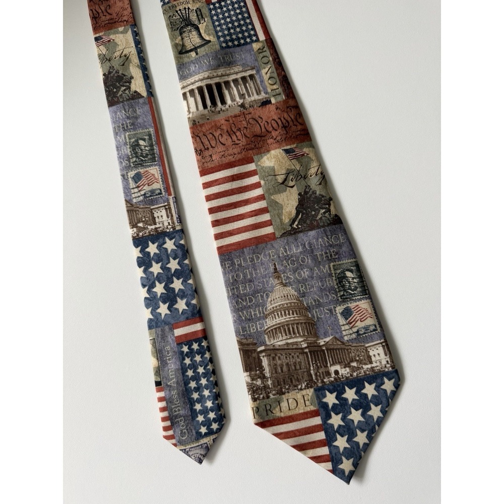 Eagles Wings Vintage USA America Freedom Theme 100% Silk Tie Necktie Art Deco